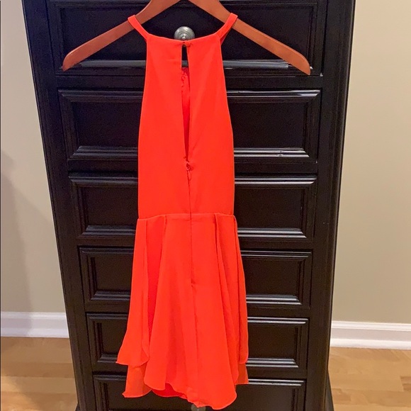Bebe Tulip Skirt Keyhole Dress in Orange/Coral - Picture 4 of 6